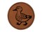 Cute Duck Walking Round Iron-On Engraved Faux Leather Patch Applique - 2.5"